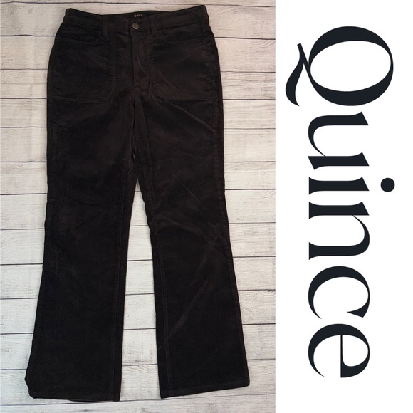 QUINCE Women's Organic Stretch Corduroy Straight Leg Pants Dark Brown Size 6 - Picture 2 of 10